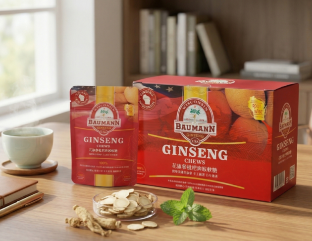 美國寶曼花旗參枇杷爽喉軟糖12包經濟盒